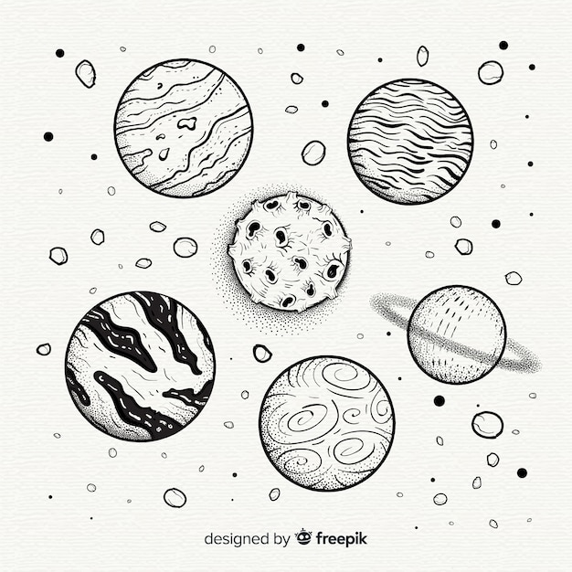 Free vector hand drawn planet collection