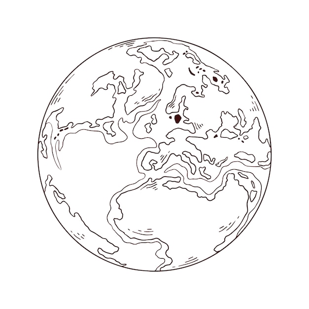 Бесплатное векторное изображение Нарисованная рукой иллюстрация чертежа планеты земля