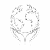 無料ベクター 手描きの惑星地球の図