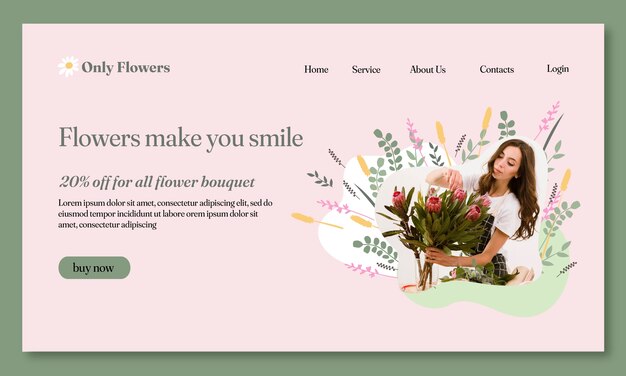 Hand drawn plants florist job landing page