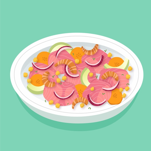 Рисованная тарелка вкусного севиче