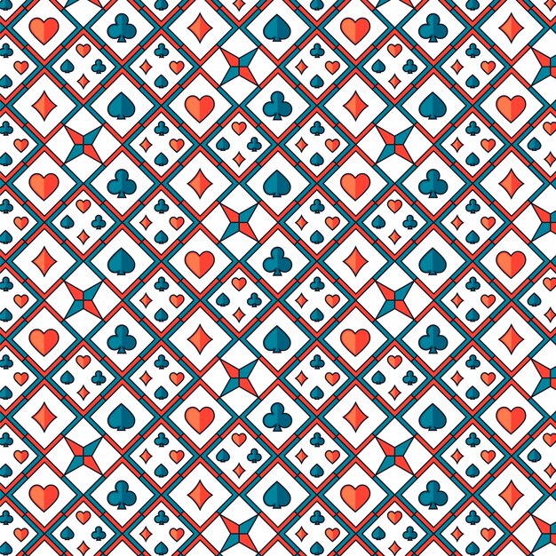 Hand drawn playing cards pattern design