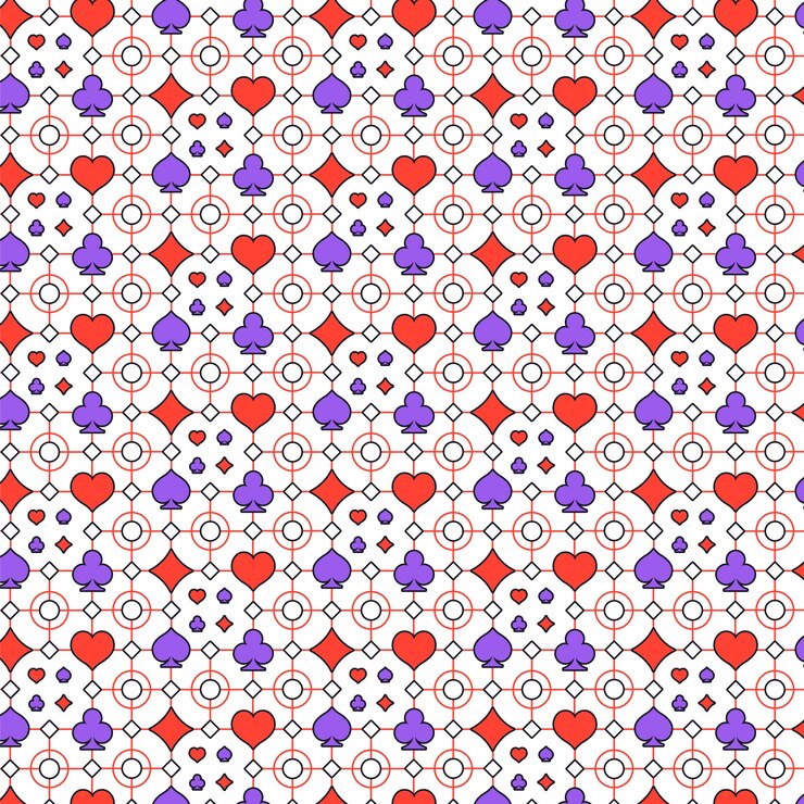 Free Vector hand drawn playing cards pattern design