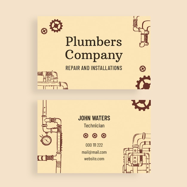 Free vector hand drawn plumber company business card template