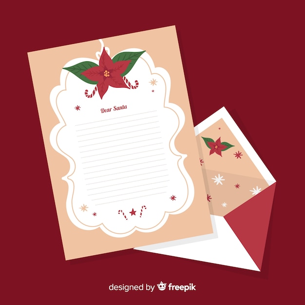 Free vector hand drawn poinsettia christmas envelope