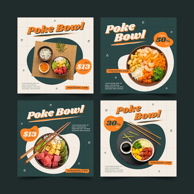 Free vector hand drawn poke instagram post