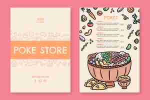 Free vector hand drawn poke menu template