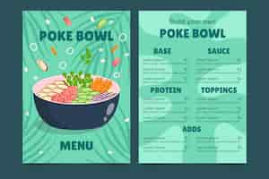 Free vector hand drawn poke menu template