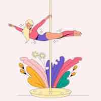 Vettore gratuito illustrazione di pole dance disegnata a mano