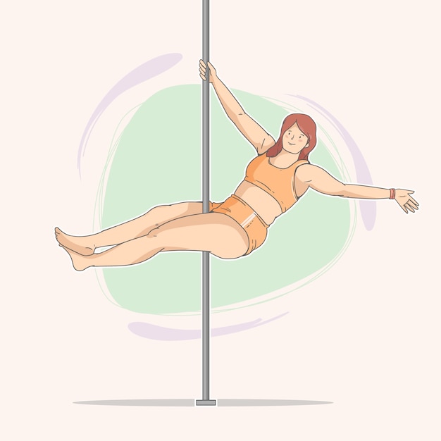 Hand drawn pole dance illustration