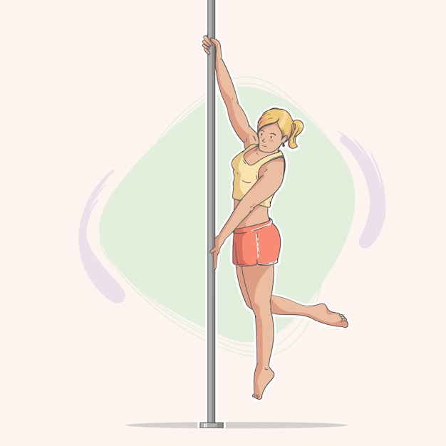 Hand drawn pole dance illustration