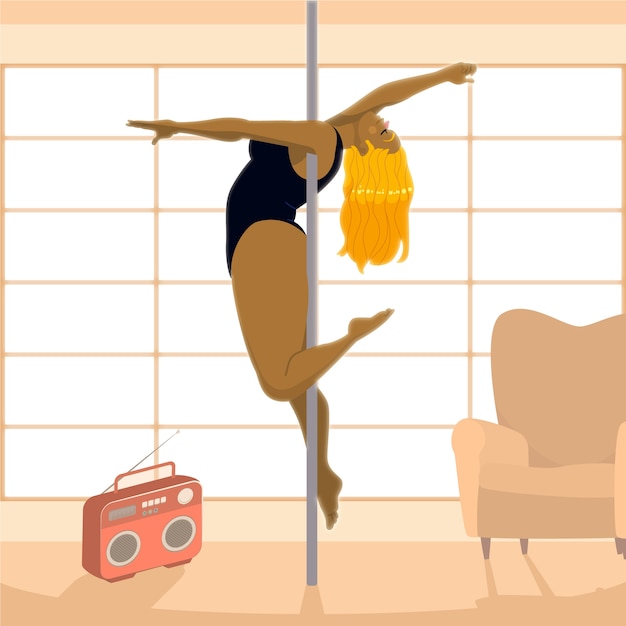 Vettore gratuito illustrazione di pole dance disegnata a mano