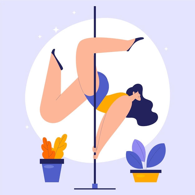 Hand drawn pole dance illustration