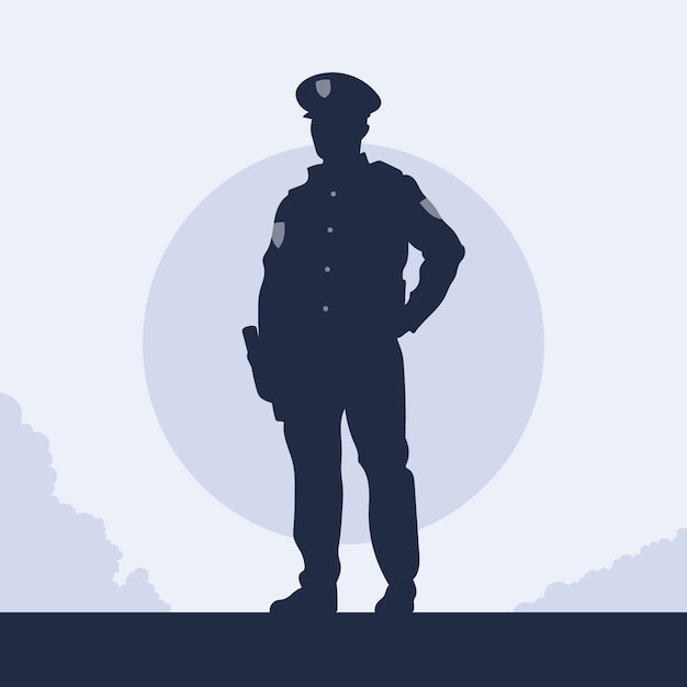 Free vector hand drawn policeman silhouette illustration