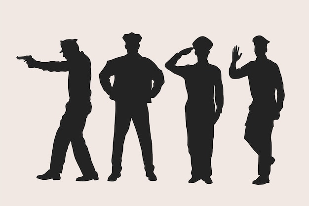 Free vector hand drawn policeman silhouette