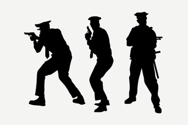 Free vector hand drawn policeman silhouette