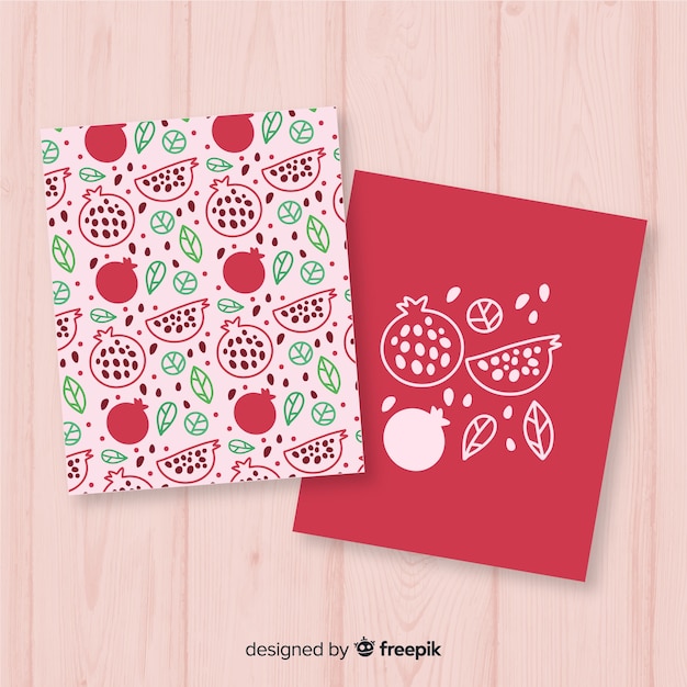 Hand drawn pomegranate card collection