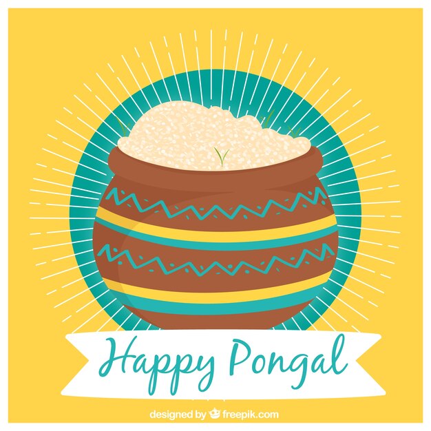Hand-drawn pongal background with blue details