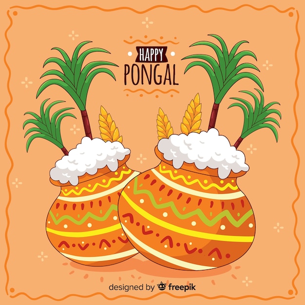 Free vector hand drawn pongal background