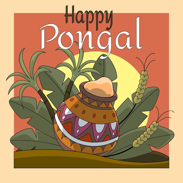 손으로 그린 pongal 이벤트 그림