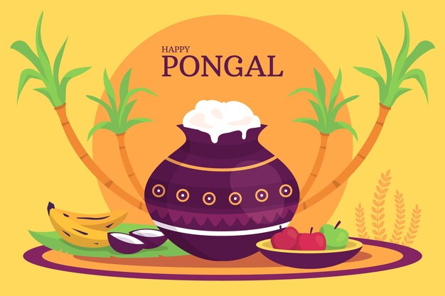 Hand drawn pongal festival