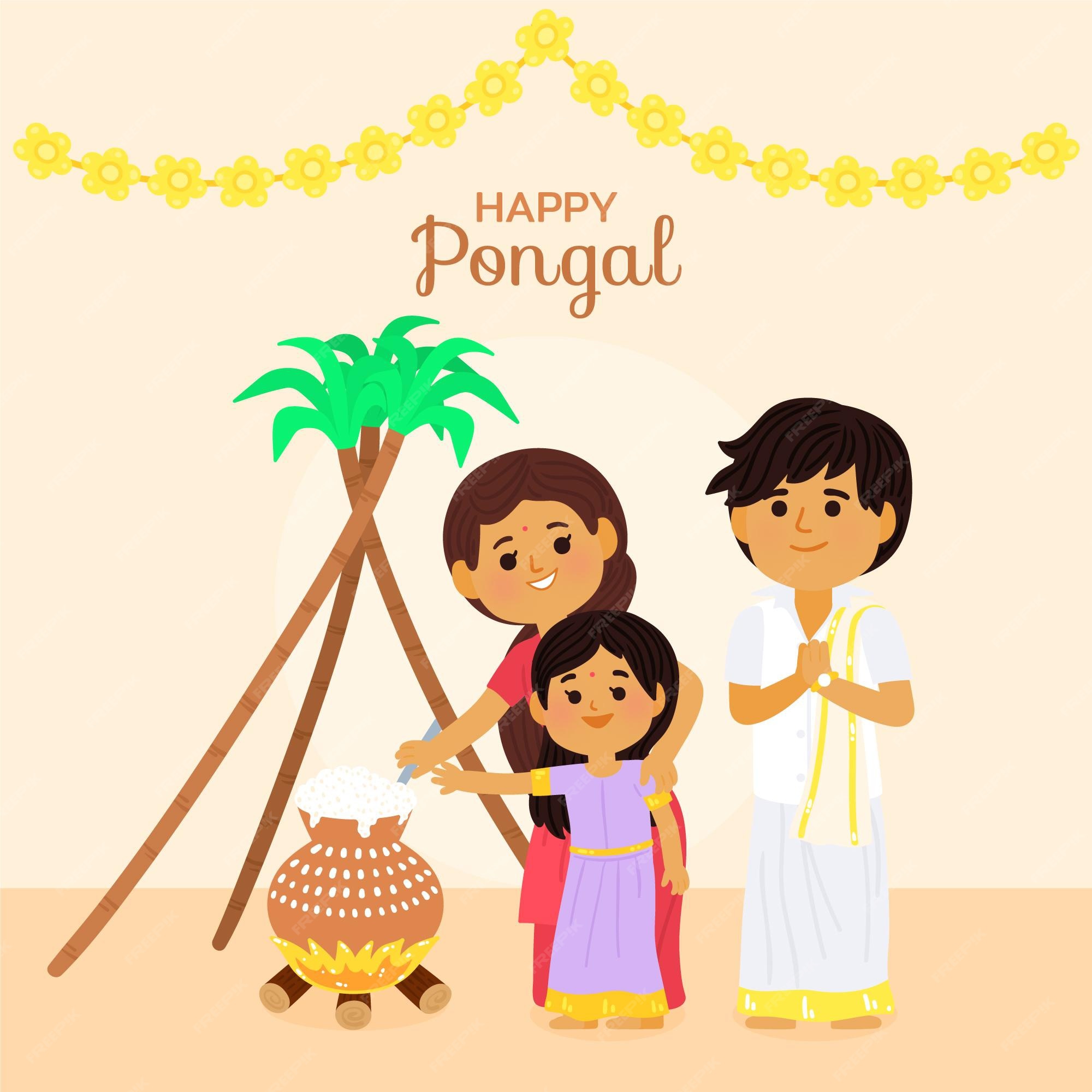 Free Vector | Hand drawn pongal festival Free Vector | Hand drawn pongal festival