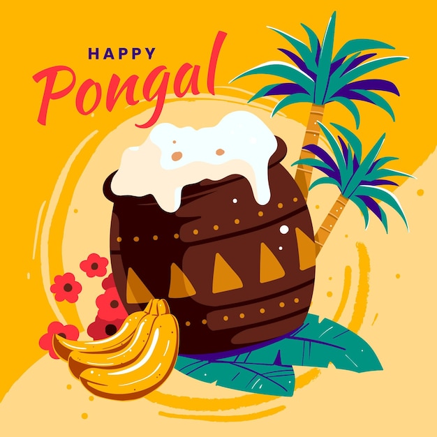 Vettore gratuito festival pongal disegnato a mano