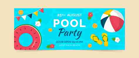 Free vector hand drawn pool party facebook cover