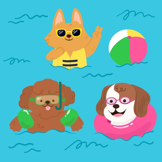 Free vector hand drawn pool party illustration