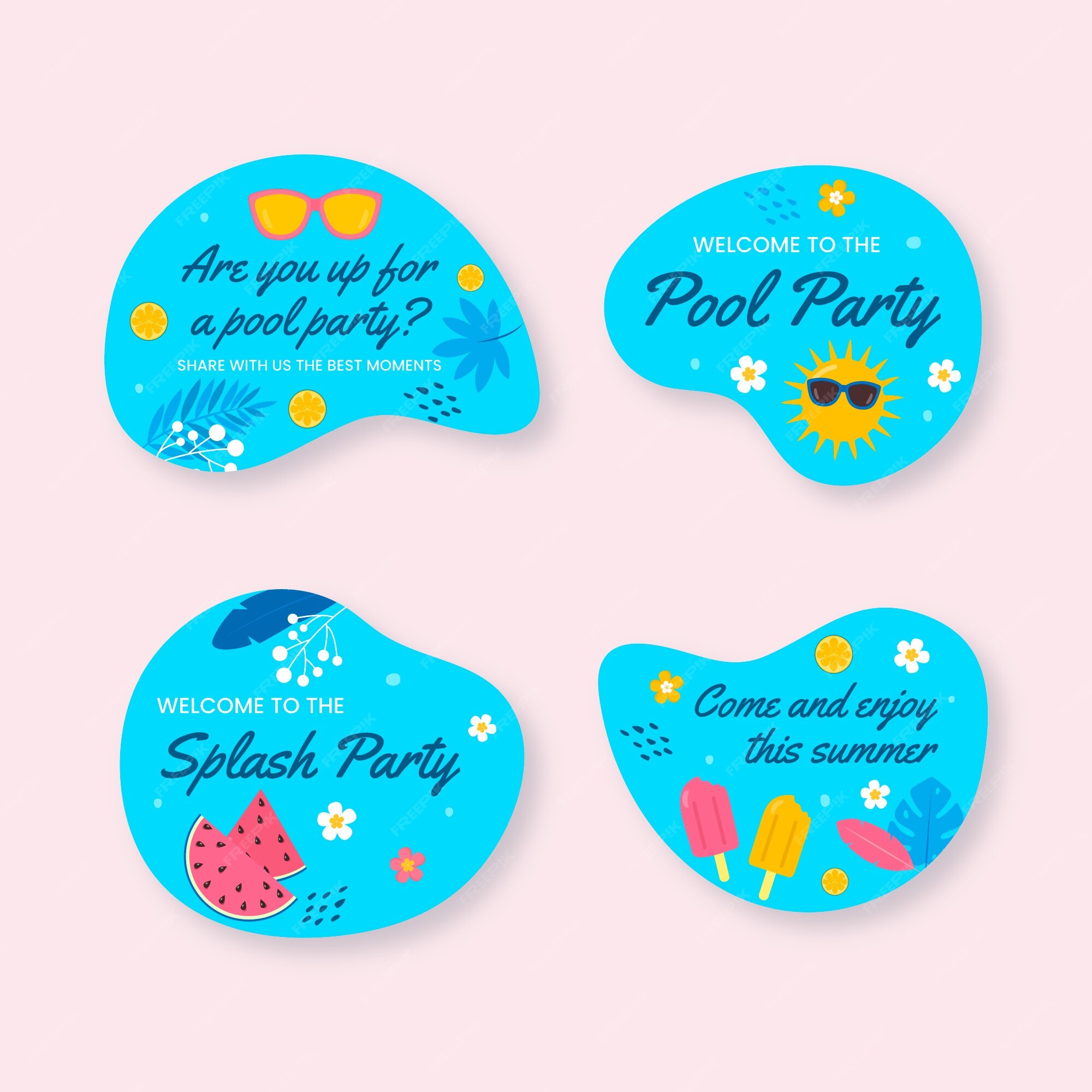 Free Vector  Hand drawn pool party labels