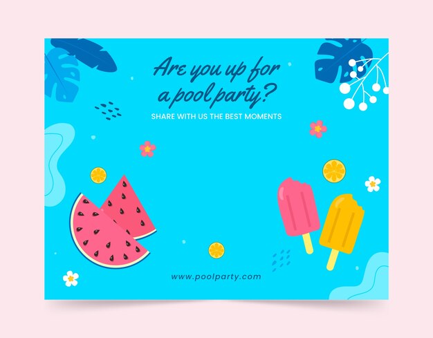 Hand drawn pool party photocall template
