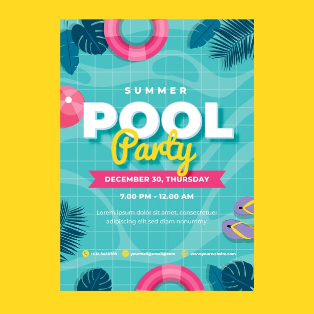 Free vector hand drawn pool party poster