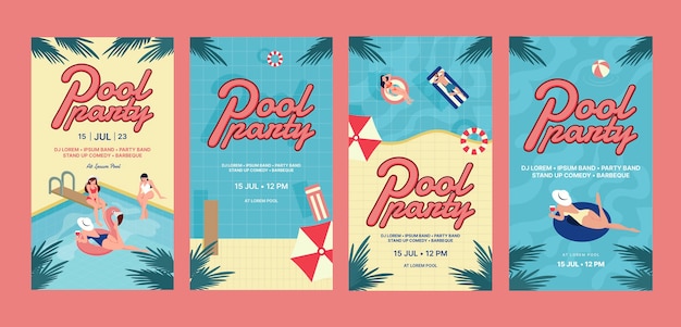 Free vector hand drawn pool party template design