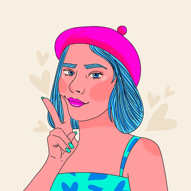 Hand drawn pop art and new trends illustration