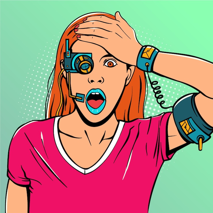 Free Vector hand drawn pop art and technology illustration