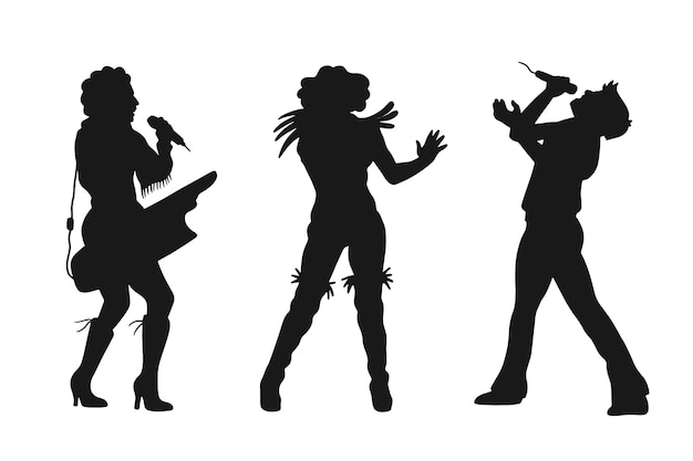 Hand drawn pop singer silhouette set