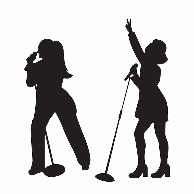 Hand drawn pop singer silhouette