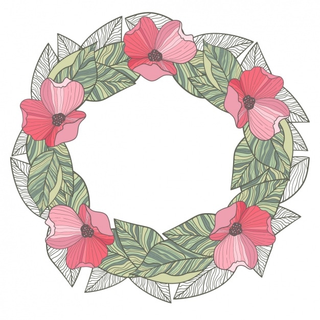 Hand drawn poppy wreath