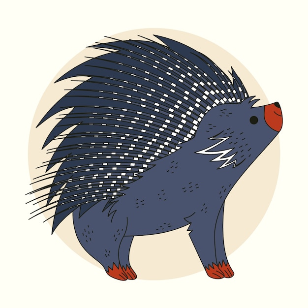 Free vector hand drawn porcupine  cartoon illustration