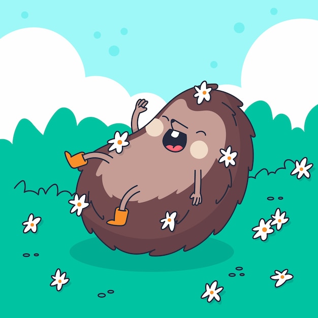 Free vector hand drawn porcupine  cartoon illustration