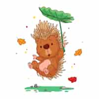 Free vector hand drawn porcupine  cartoon illustration