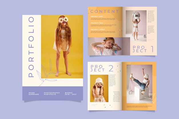 Free Vector hand drawn portfolio templates