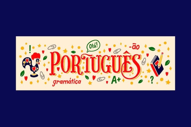 Vettore gratuito banner portoghese disegnato a mano