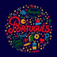 Free vector hand drawn portuguese language illustration