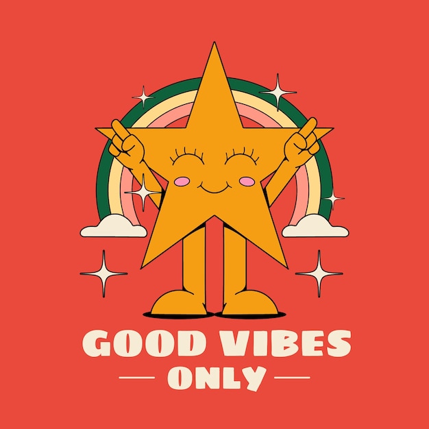 Free vector hand drawn positive vibes illustration