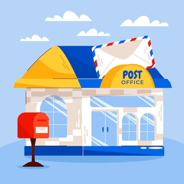 Free vector hand drawn post office cartoon illustration