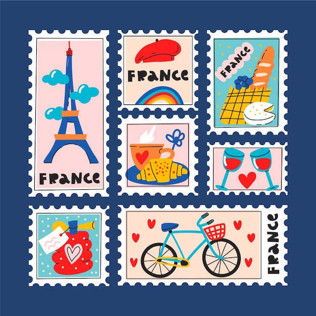 Free vector hand drawn postage stam set