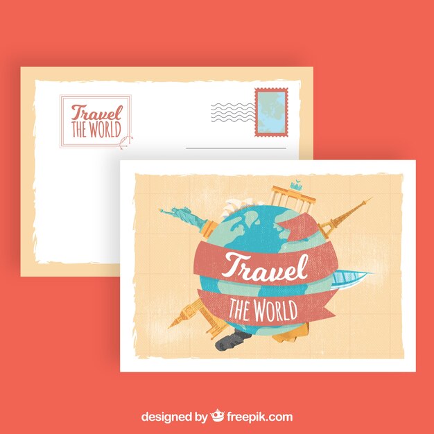 hand drawn postal card template