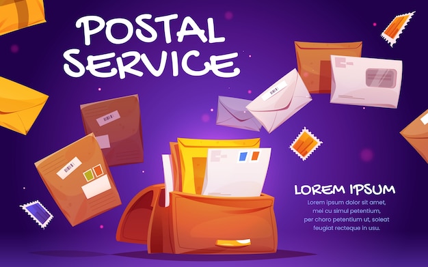 Illustrazione del servizio postale disegnato a mano