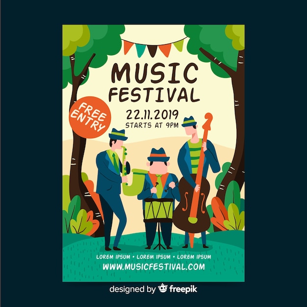 Hand drawn poster for music festival